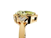Cluster Engagement Ring Setting for Fancy Yellow Pear-Shaped Center with Milgrain Shoulder Clusters and Prong Head in Yellow Gold