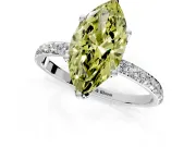 Solitaire Engagement Ring Setting for Fancy Yellow Marquise Center with Fine Pave Accents and Prong Head in Platinum