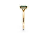 Solitaire Engagement Ring Setting for Fancy Green Emerald Cut Center with Straight Thin Band and Prong Head in Yellow Gold