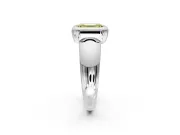 Solitaire Engagement Ring Setting for Fancy Yellow Emerald Cut Center with Wide Band and Bezel Head in Platinum