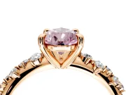 Solitaire Engagement Ring Setting for Fancy Pink Pear-Shaped Center with Trailing Leaf Accent Band and Prong Head in Rose Gold