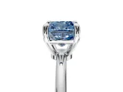 Minimalist Solitaire Engagement Ring Setting for Fancy Blue Cushion Cut Center with Thin Band and Prong Head in White Gold