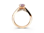 Solitaire Engagement Ring Setting for Fancy Pink Oval Center with Crossover Accents and Prong Head in Rose Gold