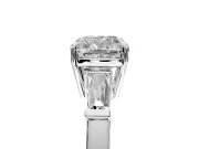 3 Stone Engagement Ring Setting for Cushion Cut Center with Baguette Accents and Prong Head in White Gold
