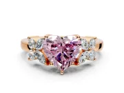 Floral Engagement Ring Setting for Fancy Pink Heart-Shaped Center with Marquise Cluster Shoulders and Prong Head in Rose Gold