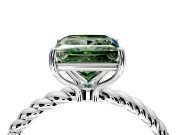 Solitaire Engagement Ring Setting for Fancy Green Princess Cut Center with Plain Twisted Rope Band and Prong Head in Platinum