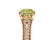 Solitaire Engagement Ring Setting for Fancy Yellow Cushion Cut Center with Pave Rail Split Shank and Prong Head in Rose Gold