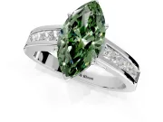 Solitaire Engagement Ring Setting for Fancy Green Marquise Center with Princess Cut Channel Band and Prong Head in Platinum