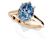 Solitaire Engagement Ring Setting for Fancy Blue Oval Center with Cathedral Band and Prong Head in Rose Gold