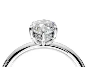 Hidden Halo Engagement Ring Setting for Marquise Center with Thin Rounded Band and Prong Head in Sterling Silver