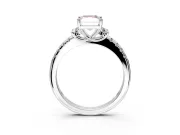Paired Accent Engagement Ring Setting for Fancy Pink Radiant Cut Center with Pave Band and Prong Head in White Gold