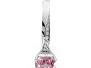 Side Accent Engagement Ring Setting for Fancy Pink Cushion Cut Center with Accent Shoulders and Prong Head in Platinum