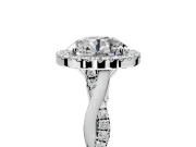 Halo Engagement Ring Setting for Round Cut Center with Twist Band and Prong Head in White Gold