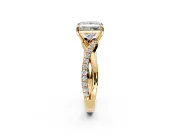 Crossover Engagement Ring Setting for Princess Cut Center with Pave and Plain Strands and Prong Head in Yellow Gold