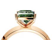 Solitaire Engagement Ring Setting for Fancy Green Princess Cut Center with Wide Knife Ridge Band and Prong Head in Rose Gold