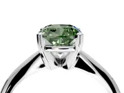Solitaire Engagement Ring Setting for Fancy Green Cushion Cut Center with Knife Ridge Band and Claw Prong Head in White Gold