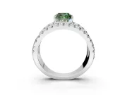 Solitaire Engagement Ring Setting for Fancy Green Cushion Cut Center with Wide-Open Split Shank and Prong Head in Platinum