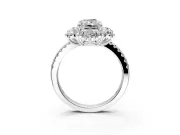 Floral Halo Engagement Ring Setting for Radiant Cut Center with Pave Accents and Prong Head in White Gold