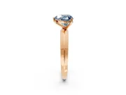 Solitaire Engagement Ring Setting for Fancy Blue Heart-Shaped Center with Wide Knife Ridge Band and Prong Head in Rose Gold