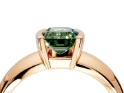 Tension Engagement Ring Setting for Fancy Green Emerald Cut Center with Wide Flat Band and Tension Head in Rose Gold