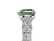 Solitaire Engagement Ring Setting for Fancy Green Princess Cut Center with Pave Cathedral Shoulders and Prong Head in Sterling Silver