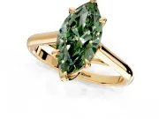 Solitaire Engagement Ring Setting for Fancy Green Marquise Center with Cathedral Band and Prong Head in Yellow Gold