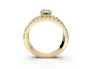 Solitaire Engagement Ring Setting for Emerald Cut Center with Wide-Open Split Shank and Prong Head in Yellow Gold