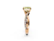 Crossover Engagement Ring Setting for Fancy Yellow Radiant Cut Center with Pave and Plain Strands and Prong Head in Rose Gold