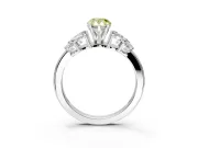 Leaf Cluster Engagement Ring Setting for Fancy Yellow Pear-Shaped Center with Marquise Accents and Prong Head in Sterling Silver