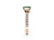 Solitaire Engagement Ring Setting for Fancy Green Radiant Cut Center with Large Accents and Prong Head in Rose Gold