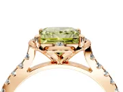 Floral Engagement Ring Setting for Fancy Yellow Princess Cut Center with Pave Band and Floral Prong Head in Rose Gold