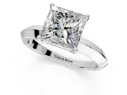 Solitaire Engagement Ring Setting for Princess Cut Center with Wide Knife Ridge Band and Prong Head in Sterling Silver