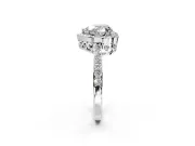 Halo Engagement Ring Setting for Heart-Shaped Center with Heart-Shaped Openwork, Pave Band and Prong Head in Platinum