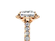 Floral Engagement Ring Setting for Princess Cut Center with Pave Band and Floral Prong Head in Rose Gold