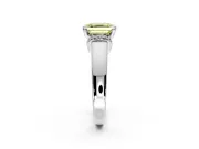 Solitaire Engagement Ring Setting for Fancy Yellow Asscher Cut Center with Wide Band, Pave Collar and Prong Head in Platinum