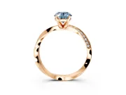 Side Accent Engagement Ring Setting for Fancy Blue Oval Center with Accent Shoulders and Prong Head in Rose Gold