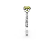 Solitaire Engagement Ring Setting for Fancy Yellow Cushion Cut Center with Round Cut Pave Band and Prong Head in White Gold