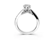 Solitaire Engagement Ring Setting for Cushion Cut Center with Crossover Accents and Prong Head in White Gold