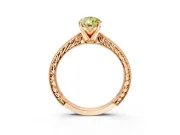 Solitaire Engagement Ring Setting for Fancy Yellow Pear-Shaped Center with Engraved Milgrain Band and Prong Head in Rose Gold