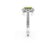 Floral Halo Engagement Ring Setting for Fancy Yellow Emerald Cut Center with Large Halo Accents and Prong Head in Platinum