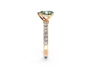 Open Basket Engagement Ring Setting for Fancy Green Pear-Shaped Center with Pave Band and Prong Head in Rose Gold
