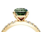 Solitaire Engagement Ring Setting for Fancy Green Radiant Cut Center with Fine Pave Band and Claw Prong Head in Yellow Gold