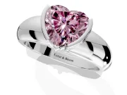 Tension Engagement Ring Setting for Fancy Pink Heart-Shaped Center with Wide Flat Band and Tension Head in White Gold