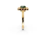 Cluster Halo Engagement Ring Setting for Fancy Green Cushion Cut Center with Milgrain Bezel Accents and Prong Head in Yellow Gold