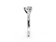 3 Stone Engagement Ring Setting for Heart-Shaped Center with Tapered Baguettes, Plain Band and Prong Head in Sterling Silver