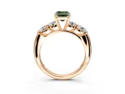 5 Stone Engagement Ring Setting for Fancy Green Emerald Cut Center with Graduated Accents and Prong Head in Rose Gold