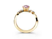 Solitaire Engagement Ring Setting for Fancy Pink Pear-Shaped Center with Marquise Accent Twist Band and Prong Head in Yellow Gold