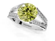 Split Shank Engagement Ring Setting for Fancy Yellow Round Cut Center with Pave Split Shank and Prong Head in White Gold