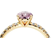 Solitaire Engagement Ring Setting for Fancy Pink Pear-Shaped Center with Large Accents and Prong Head in Yellow Gold