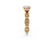 Solitaire Engagement Ring Setting for Fancy Pink Princess Cut Center with Marquise Panel Band and Prong Head in Yellow Gold